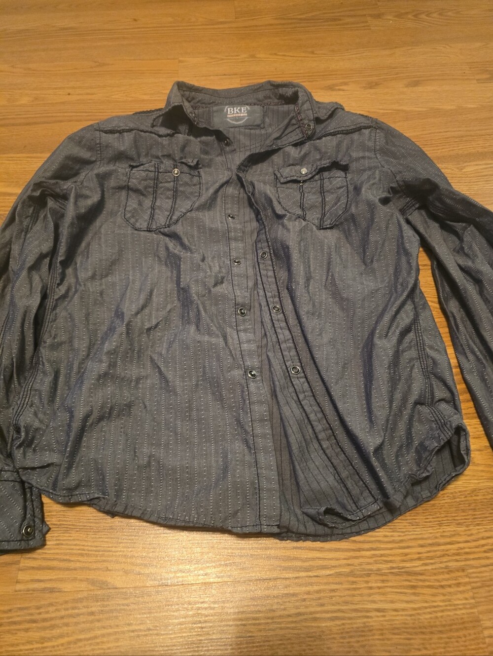 BKE Men’s Dark Gray Button-Up Long Sleeve Shirt Jacket